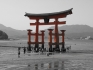 Heilige Insel Miyajima in B/W und Rot