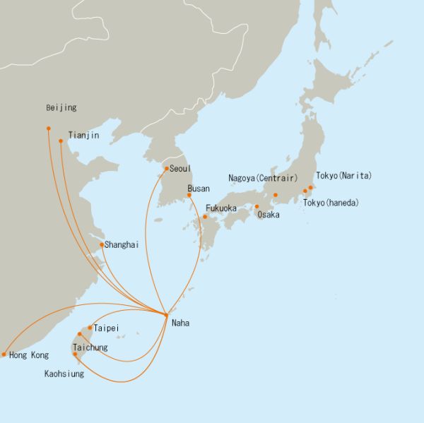 Direktflüge von 7 Städten in Asien